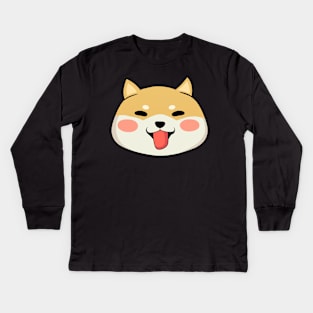 Shiba Inu Chubby Dog Face Japanese Puppy Kids Long Sleeve T-Shirt